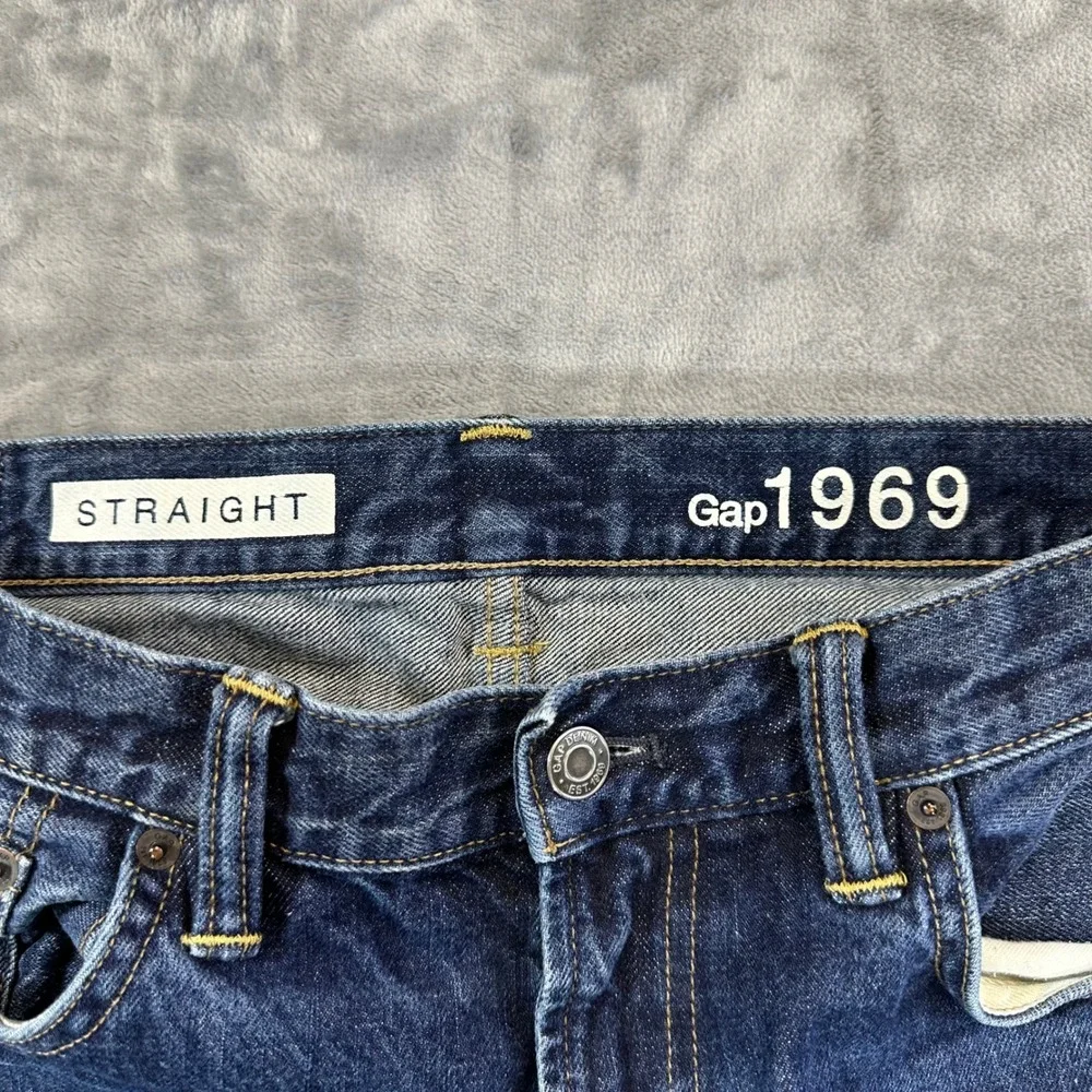 Gap 1969 Straight Leg Jeans Men's Size 33x30 Blue Dark Wash Pants